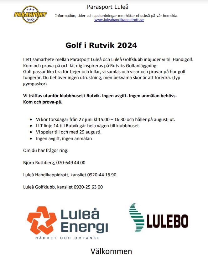 Affisch om Golf i Rutvik med samma info som i inlägget