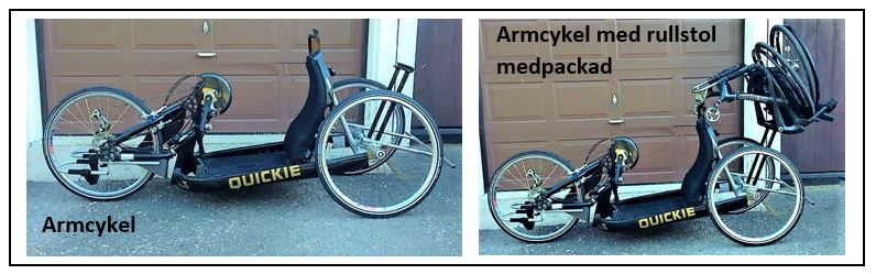Armcykel och armcukel med rullstol medpackad