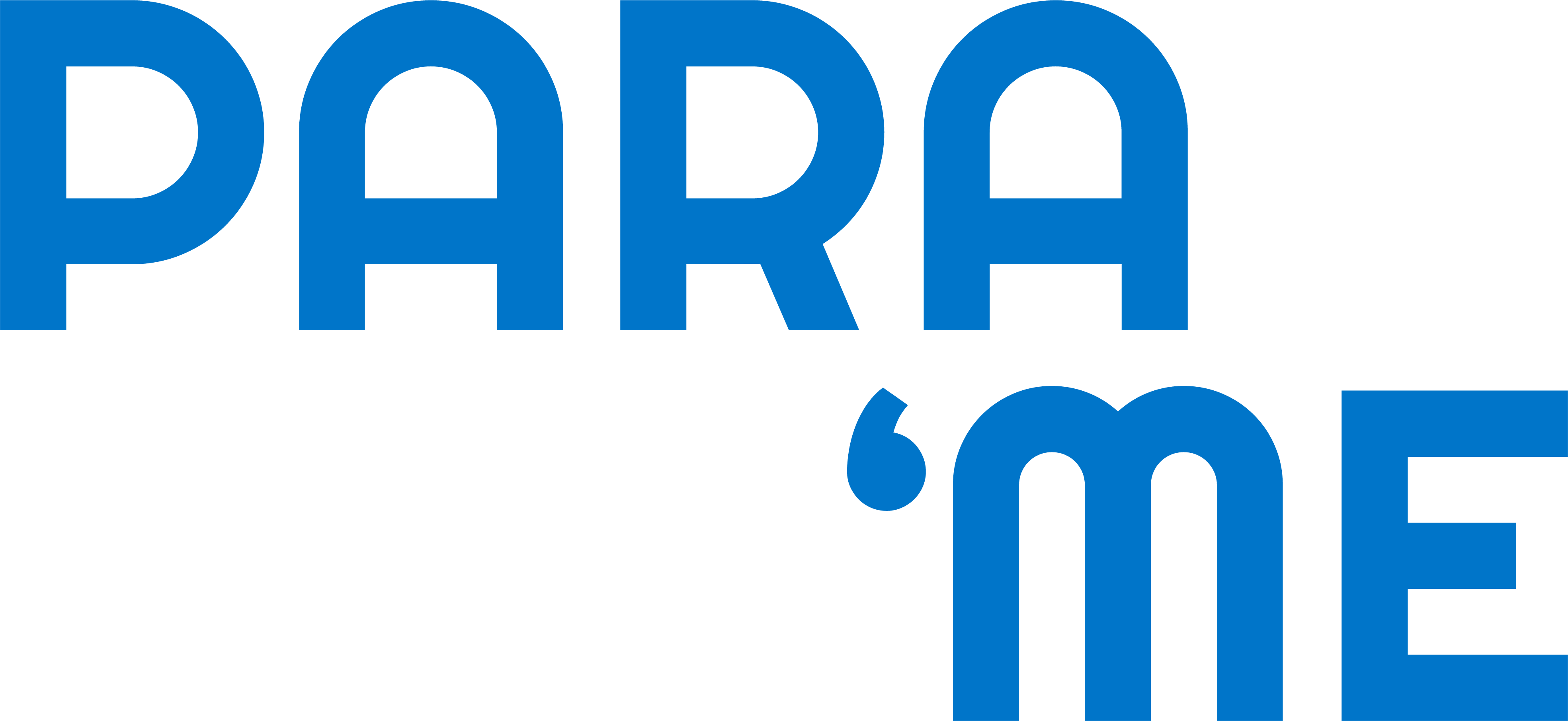 Logotyp ParaMe med blå textfärg och vit bakgrund
