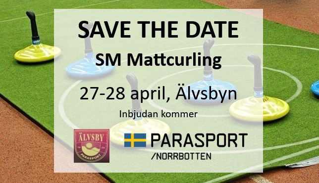 Bild på mattcurlingbana. SAVE THE DATE SM Mattcurling 27-28 april Älvsbyn